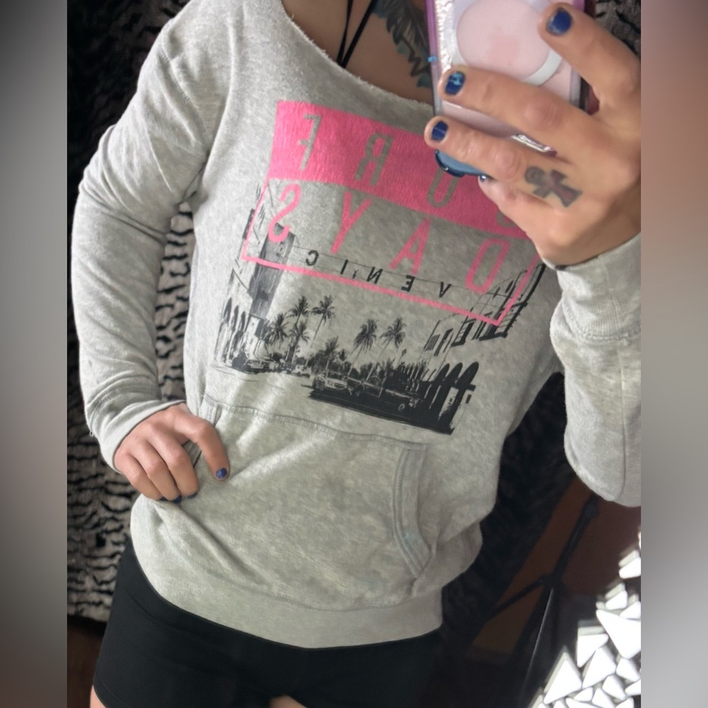 Aeropostale Off-the-Shoulder Sweater in Gray